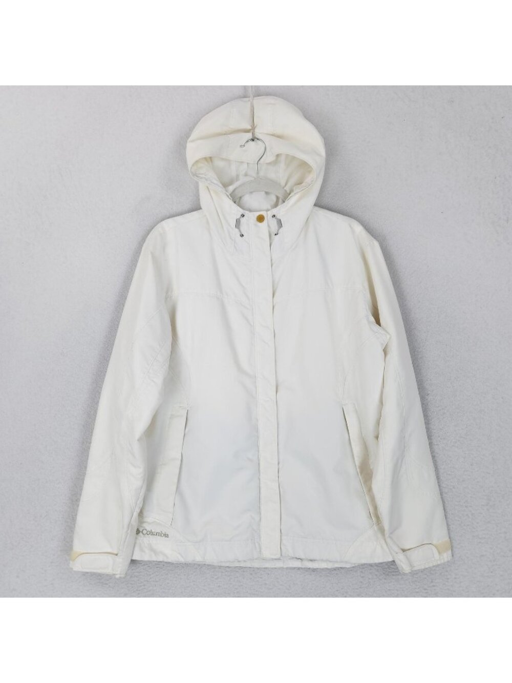 Columbia Jacket Womens Large White Hooded Full Zip Lightweight Casual Outdoor